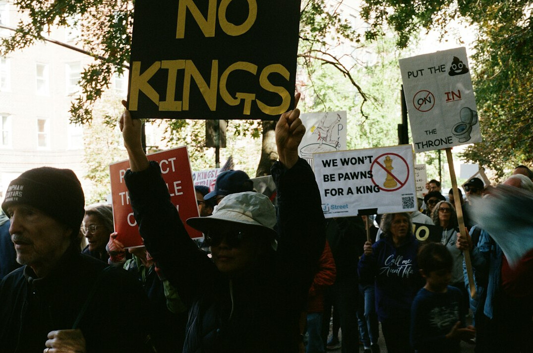 people protesting in street
